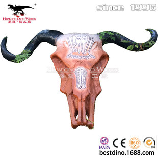 专业制作高仿真牛头骨架博物馆展览收藏室内外美陈摆件挂件艺术品
