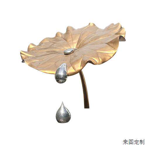 水池景观不锈钢荷叶雕塑园林小区砂岩雕刻