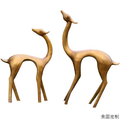 户外园林玻璃钢仿铜抽象梅花鹿仿真动物雕塑商场庭院景观装饰摆件