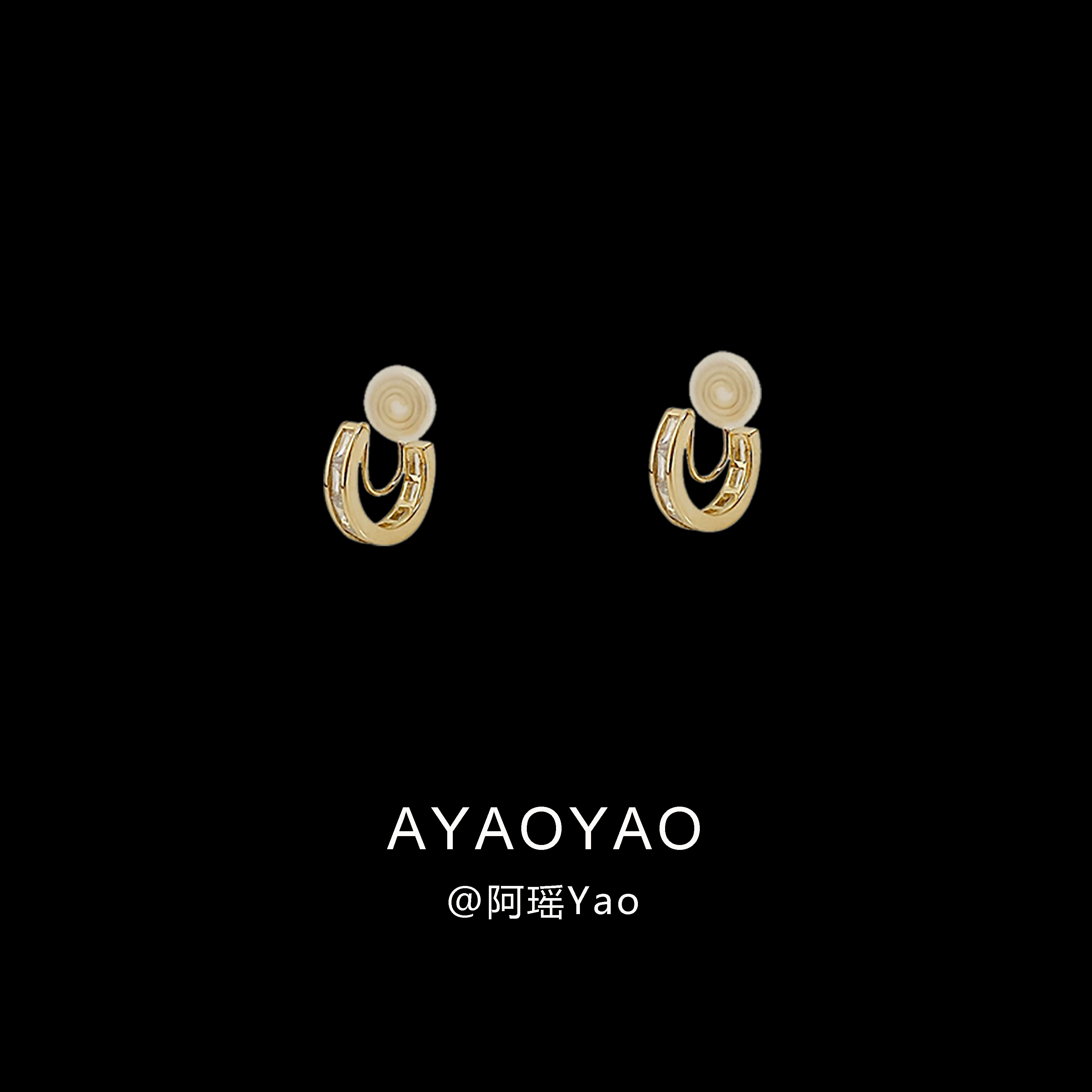 鋯石C形耳圈耳環女蚊香盤耳夾