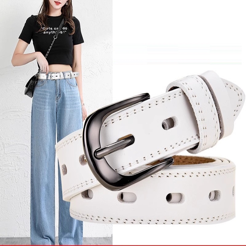白色腰带女士皮带新款时尚百搭女式装饰白色细腰带小众牛仔裤腰带