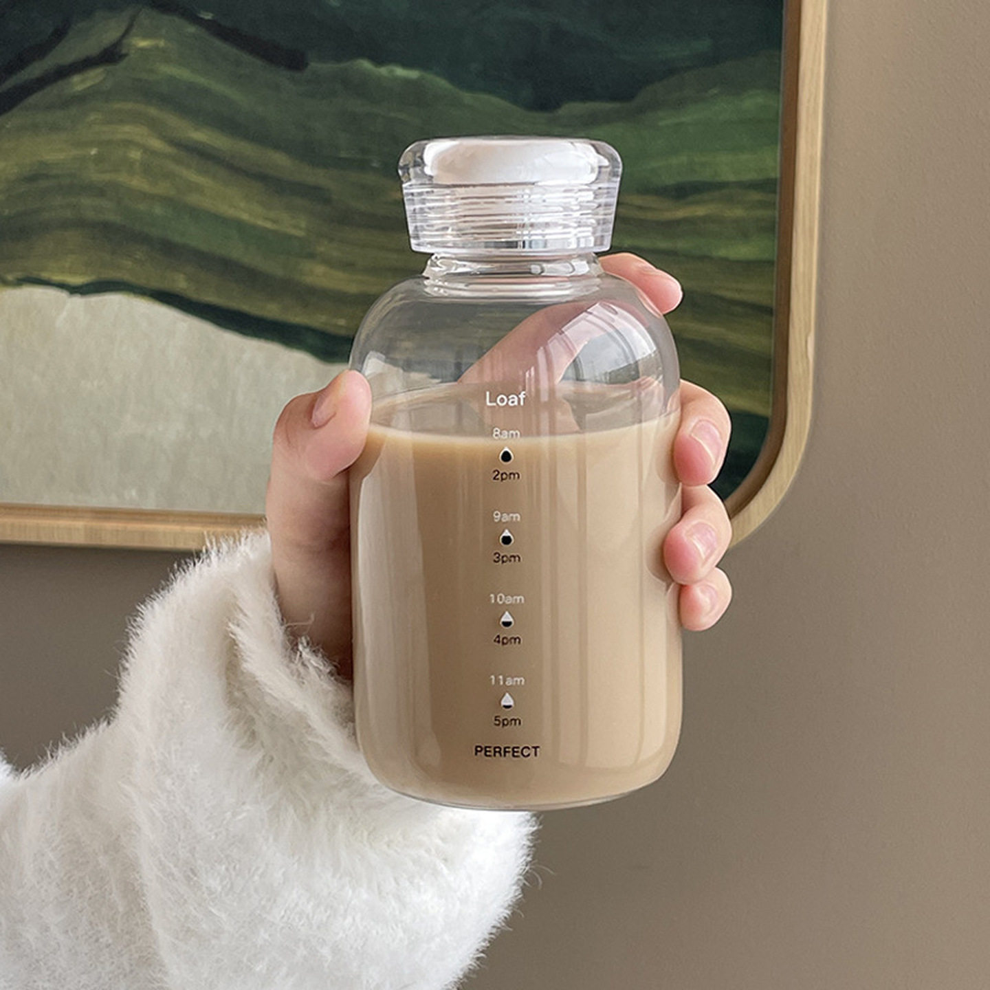 豆浆杯便携外带双盖时间刻度玻璃杯高颜值水杯咖啡果汁杯吸管水杯