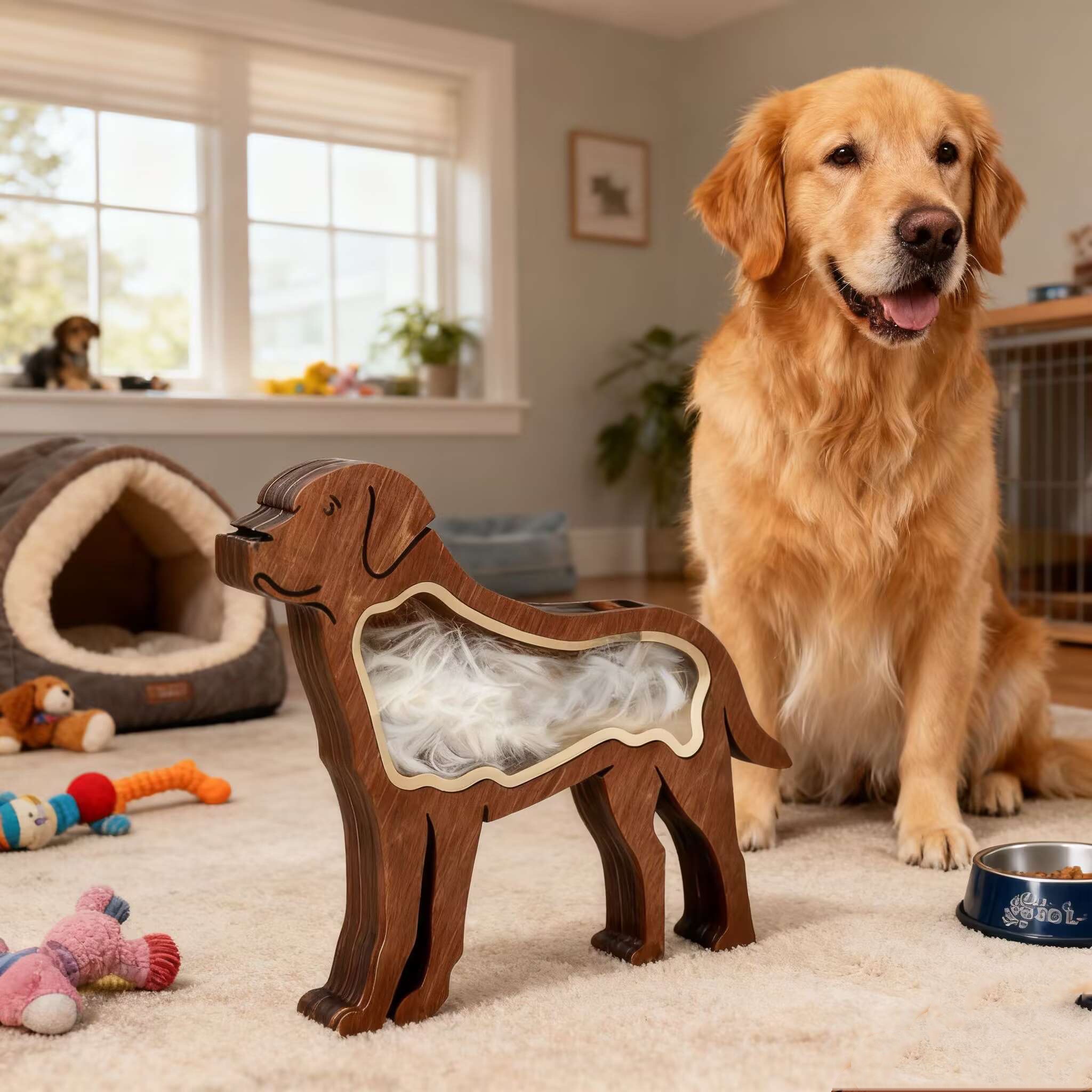 宠物毛发纪念木盒可爱摆件冰箱贴