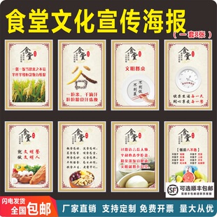 食堂文化标语餐厅饭店光盘行动宣传海报文明用餐珍惜粮食勤俭节约