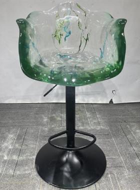 酒店前台透明树脂休闲吧台椅子摆件创意水晶玻璃艺术品凳子雕塑