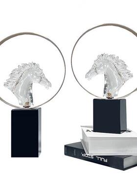 骏马高端透明树脂玄关摆件高级感电视柜样板房客厅软装创意工艺品