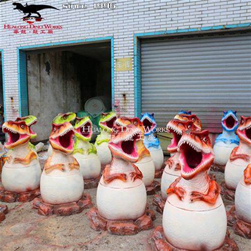 大型仿真工厂玻璃钢恐龙垃圾桶种类多样来图定制引流互动性强.