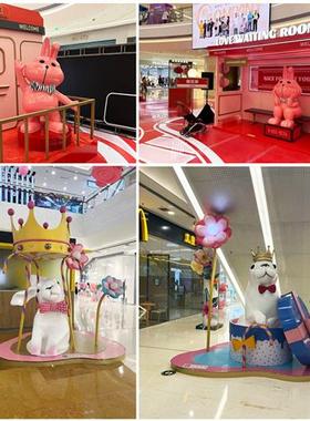 大型玻璃钢雕塑定制卡通彩绘吉祥物户外网红兔子摆件美陈系列