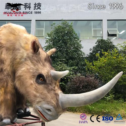 仿真动物模型制作仿真犀牛手工粘毛机械电动模型互动人气摆件