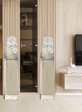 透明金箔狮子落地摆件貔貅拴马桩立柱酒店售楼处别墅招财镇宅雕塑