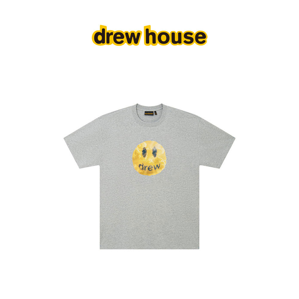 drew house mascot 云絮笑脸图案纯棉短袖T恤26夏季新品男女同款