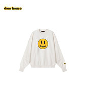 mascot笑脸拼接圆领宽松休闲白色卫衣男女同款 drew house