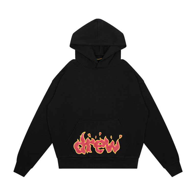 官方drewhouse火焰字母连帽卫衣