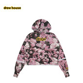 secret字母玫瑰印花拼接拉绒连帽卫衣男女同款 drew house