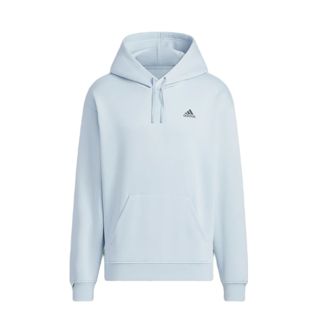 Adidas/阿迪达斯 LABEL纯色加绒加厚抽绳连帽套头卫衣 JM9078 蓝