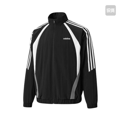 Adidas/阿迪达斯 拉链条纹插肩速干合身长袖夹克 KZ0723 黑 XS