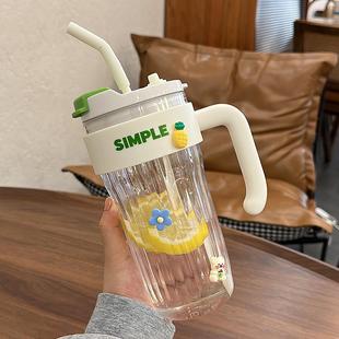 夏天水杯大容量吸管杯便携双饮咖啡杯耐高温办公室马克杯情侣杯子