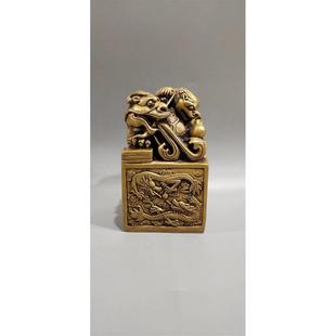 饰工艺创意礼品 纯铜龙龟貔貅双龙印章摆件仿古铜器家居办公桌面装