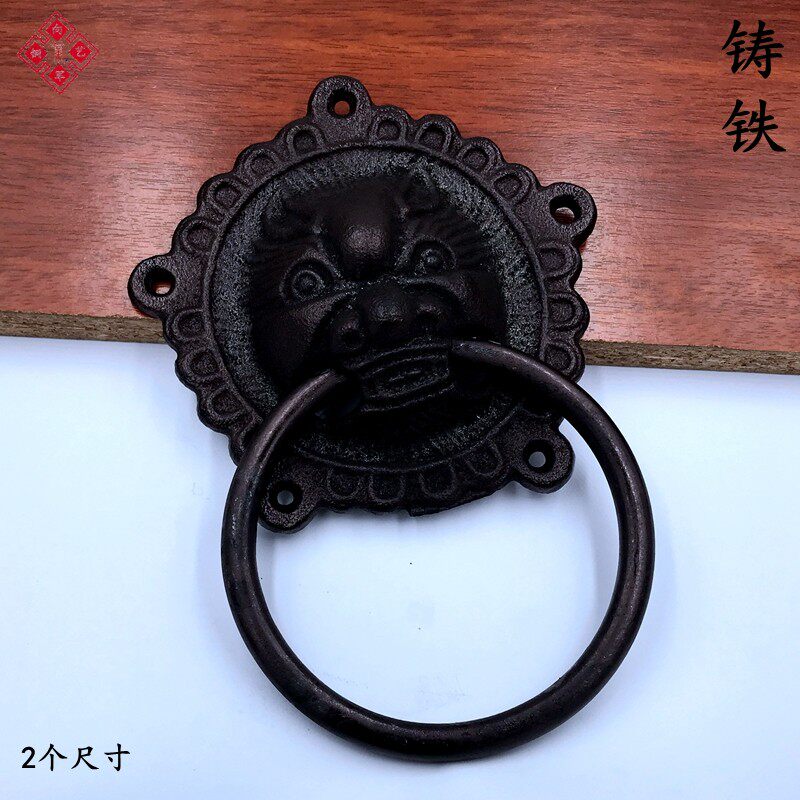纯铜门环中式实木门扣黄铜大门配件把手麒麟兽头门环狮子虎头拉手
