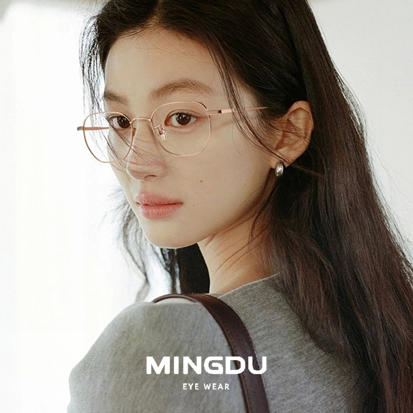 近视眼镜多边形金丝素颜神器纯钛