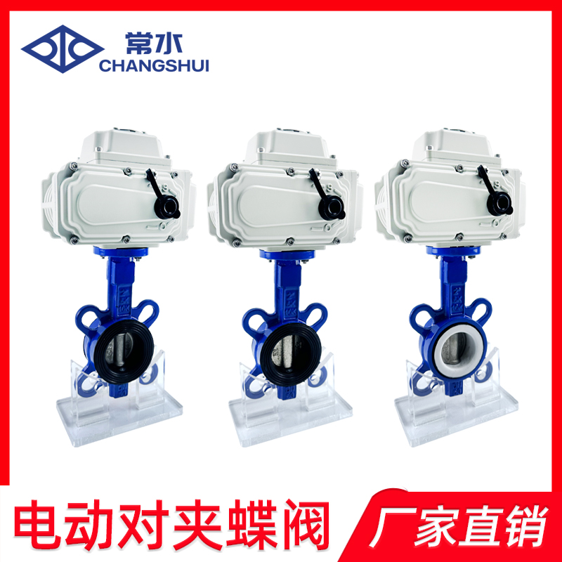 开关精小型对夹式电动蝶阀工业自动化远程控制水处理阀门AC220V24
