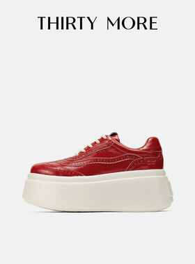 【复古派对】Thirty More新年红布洛克风女鞋2026春季新款德训鞋