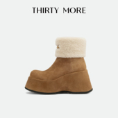 新款 Thirty More复古雪地靴女2025冬季 小个子增高保暖加绒棉靴女