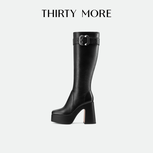 【时尚缪斯】Thirty More长筒靴女2025秋冬新款小个子复古骑士靴