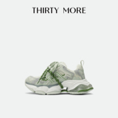 新款 双系带厚底运动鞋 More休闲鞋 女2026春季 带感抹茶 Thirty