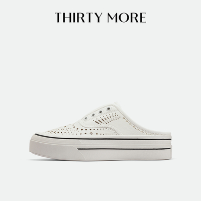 Thirty More镂空设计厚底板鞋女2026夏季新款透气休闲百搭小白鞋