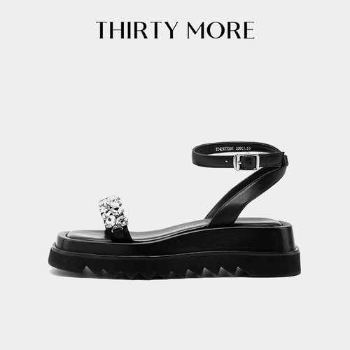 ThirtyMore一字带凉鞋女外穿凉鞋