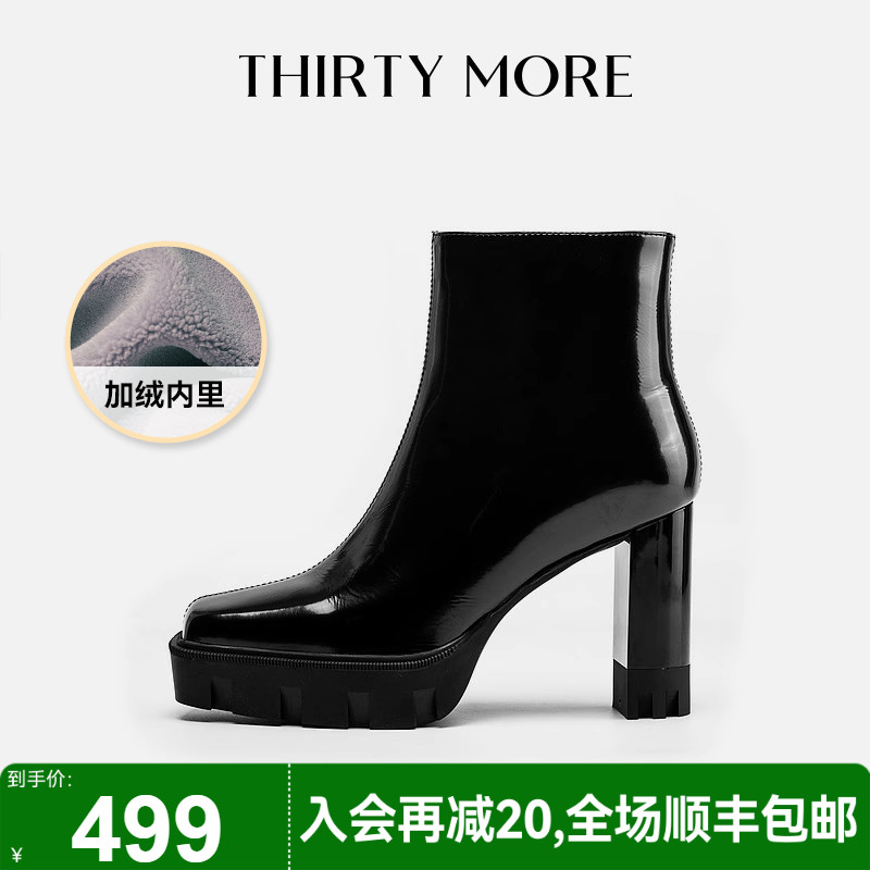 春季粗跟短靴THIRTYMORE复古