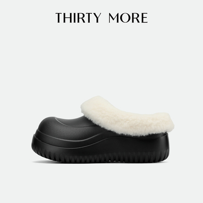 【初雪】Thirty More懒人毛毛鞋2025秋冬新款毛里棉鞋厚底半拖鞋