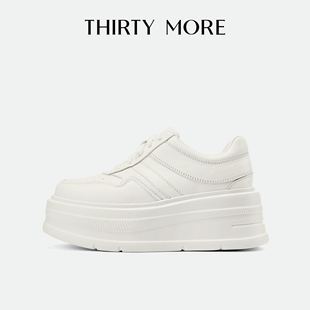 Thirty More小白鞋女休闲运动鞋2025秋冬新款配裙子厚底增高板鞋
