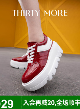 【美高腿精】Thirty More厚底运动鞋2026春季新款时尚红色休闲鞋
