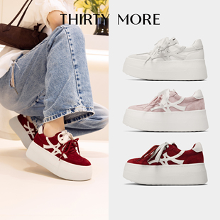 【伦敦学院】Thirty More休闲鞋女2026春季新款双系带新年红板鞋