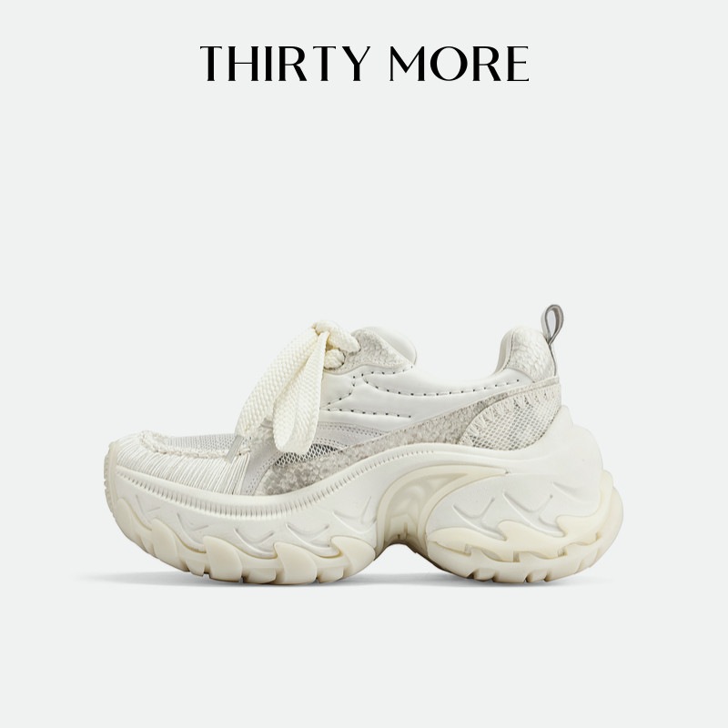 【布拉格广场】Thirty More复古老爹鞋女2026春季新款厚底小白鞋,女鞋,时尚休闲鞋,淘宝优惠券,粉丝福利购,淘宝优惠卷