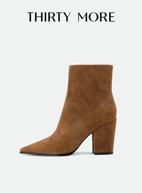 【新复古主义】Thirty More复古短靴女2025秋冬新款时尚粗跟女靴