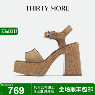 街头超模 新款 Thirty 女2025夏季 搭扣露趾凉鞋 More显瘦百搭鞋