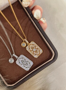 复古超闪满钻无事牌锁骨链