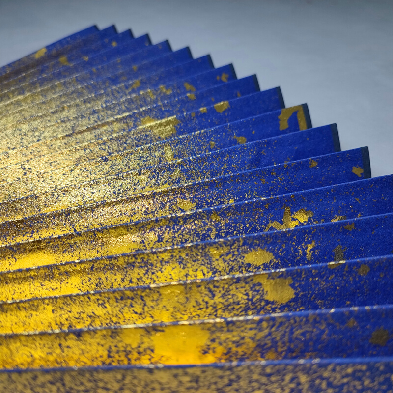 极速9.5寸1g8方宣纸苏工扇面渐变金扇面满金烂花金文人汉服相声折