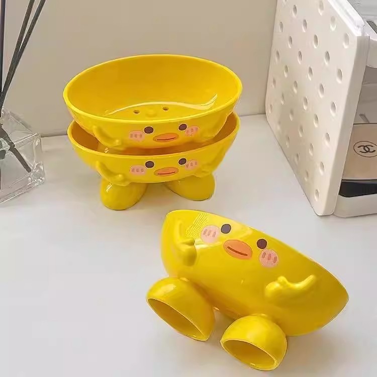 小黄鸭卡通浴室沥水香皂盒