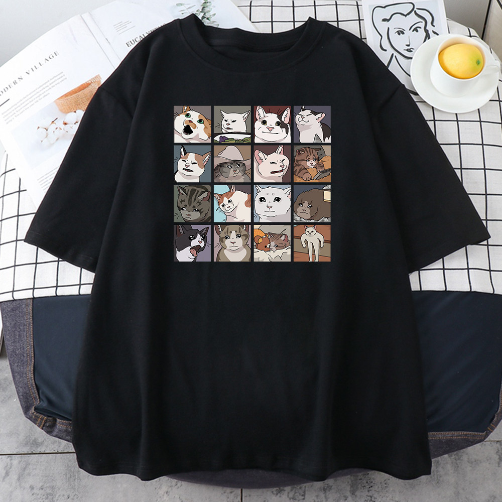 ANIMAL DOG CAT PRINT T SHIRTS WOMEN SUMMER SHORT SLEEVE LOOS
