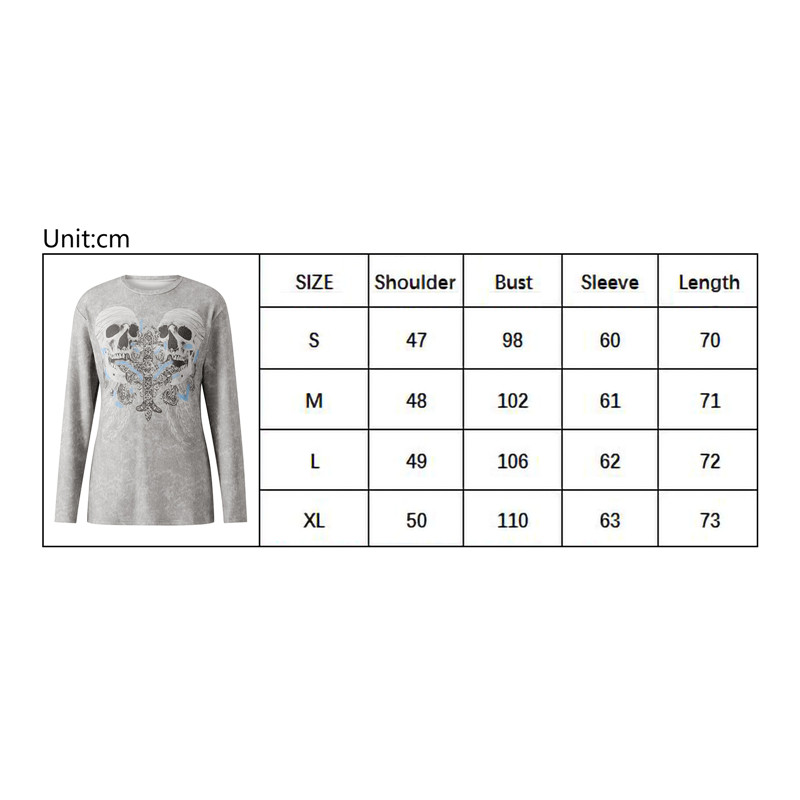 XINGQING GOTHIC T SHIRT WOMEN FAIRYCORE GRUNGE LONG SLEEVE T