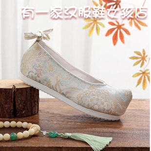 春夏新款汉服鞋子女古风绣花鞋内增高旗袍鞋配马面裙翘头弓鞋布鞋