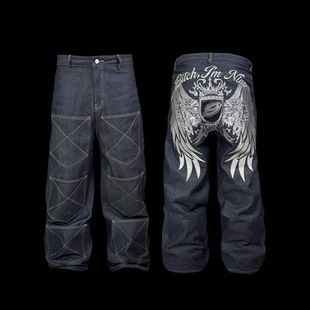 重磅 99CLUB25秋冬原创皇室徽章刺绣直筒原色牛仔裤 张峻豪同款