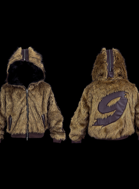 【sga同款】99CLUB秋冬原创毛绒皮草贴皮绣n2b夹克外套保暖嘻哈