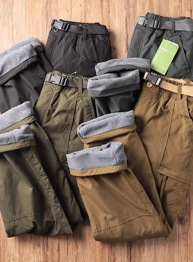 德国户外秋冬冲锋裤防风防水男士直筒软壳工装裤加绒加厚抗寒保暖