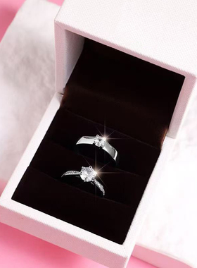 Dr Wife莫桑钻钻戒男女纯银情侣对戒结婚订婚求婚戒指仿真七夕