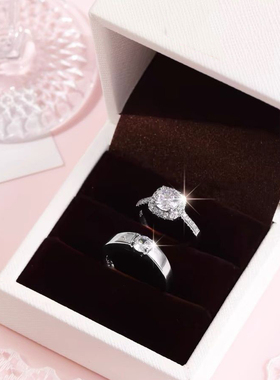 Dr Wife一克拉情侣对戒纯银钻戒男女求婚结婚高级婚礼活口戒指